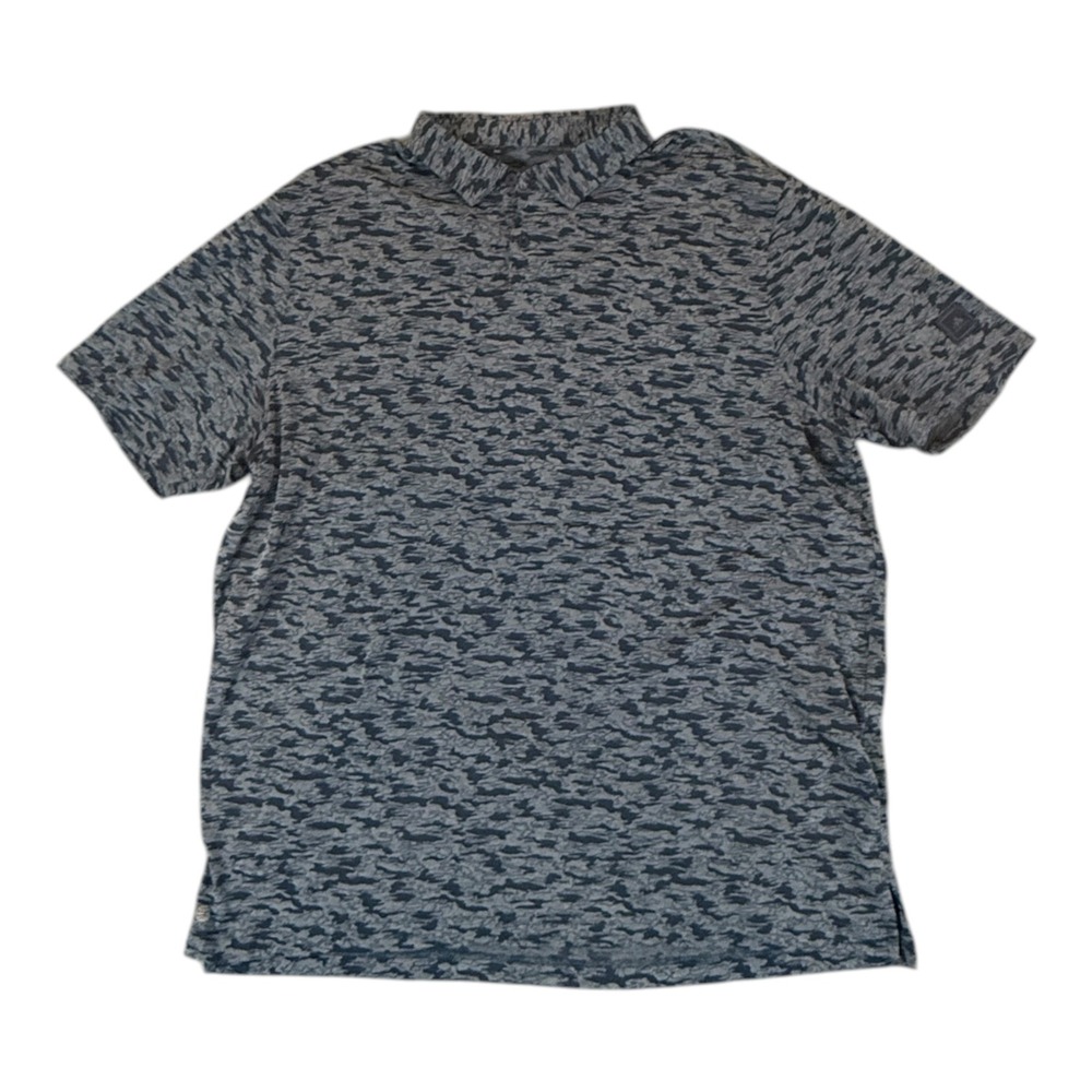 Adidas Golf Polo Shirt Mens XL Blue Grey Camo Print Performance Golf Short Slv